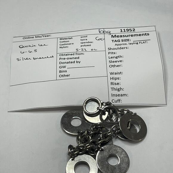 Cookie Lee signed bracelet chunky chain link disk dangle charms gray boho - Picture 8 of 8